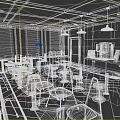 Bright Cafeteria Interior With White Tables Yellow Chairs Coffee Machine And Wooden Floor
