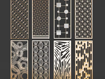 Modern Decorative Room Dividers With Laser Cut Geometric Patterns And Various Designs 3d model