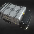 Municipal Garbage Truck With Yellow Warning Lights Enclosed Body And Illuminated Headlights