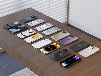 Phone Cases Display With Multiple Colors And Various Designs On Wooden Table 3d model Phone Cases Display With Multiple Colors And Various Designs On Wooden Table 3d model