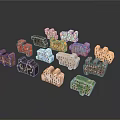 Colorful Animal Shaped Figurines with Various Designs Displayed on White Surface