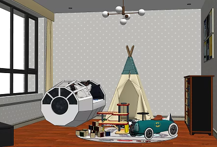 Modern Children's Room Furniture Space Theme Children's Room 3d model