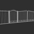 White Residential Fence with Gate Spiked Top and Ornate Decorative Patterns