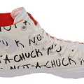 High Top Canvas Shoes With Handwritten Text Star Logo White Sole And Red Lining