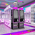 Modern Yujianchao Store Interior Design With Neon Lights Purple Pink Decor And Cabinets