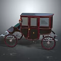 Vintage Wooden Carriage With Glass Windows And Classic Four Wheeled Design