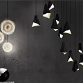 Modern Interior With Stylish Pendant Lights Gray Walls And Decorative Spheres