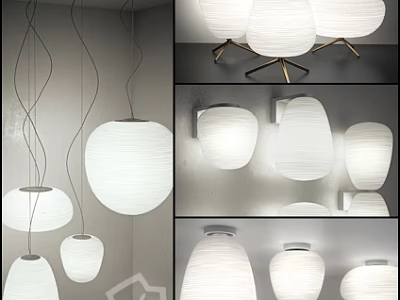 Modern Home Interior Lighting Combinations With Pendant Wall Lamps And White Shades 3d model