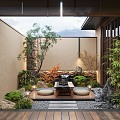 Zen patio courtyard landscape plant landscape sketch courtyard landscape moss landscape 3d model