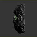 Split Black Rock Interior View With Green Crystals Inside Natural Formation 3d model