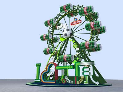 Coca-Cola Ferris Wheel Photo Spot With I Love Beijing And Colorful Decorations 3d model