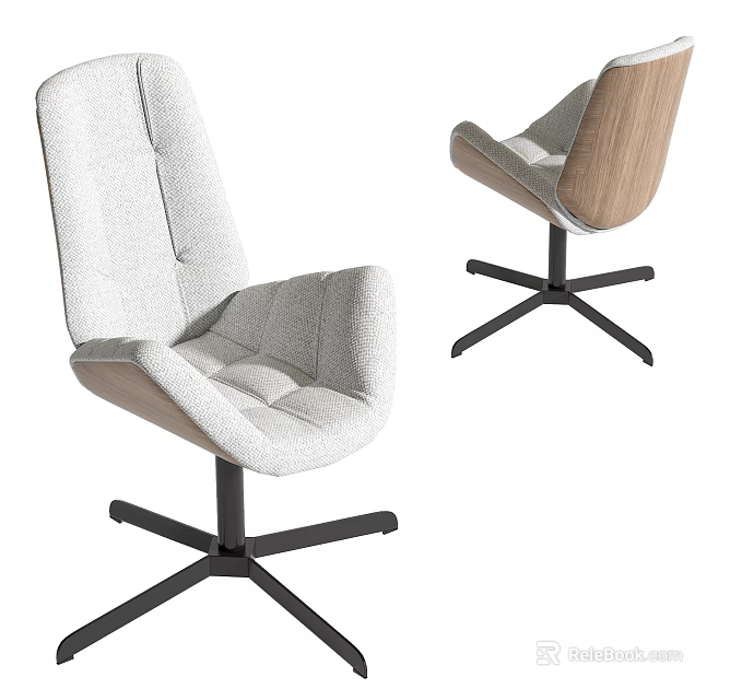 Modern Office Chair With Comfortable Fabric Upholstery Wooden Accents And Swivel Five Point Base 3d model 