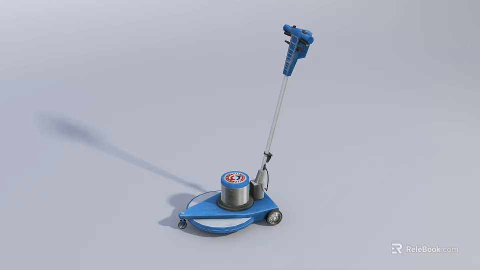 Industrial Blue Floor Polishing Machine with Handle Base and Wheels for Commercial Use 3d model 