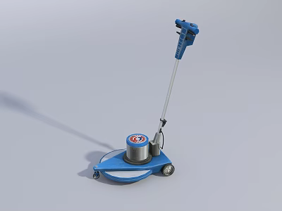 Industrial Blue Floor Polishing Machine with Handle Base and Wheels for Commercial Use 3d model