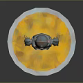 Metallic Robot Figure With Red Silver Accents On Yellow Glowing Circular Base