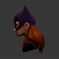 Game Movie Character Design Featuring Purple Helmet Black Mask Green Eyes Red Hair Purple Outfit