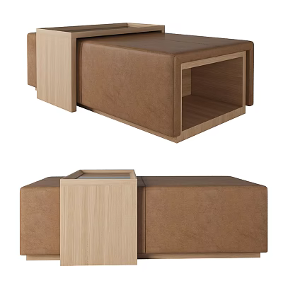 Modern Coffee Table Featuring Wooden Frame And Leather Elements In Sleek Contemporary Design 3d model