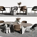 Modern Dining Table Set With Wooden Top Metal Legs And Upholstered Chairs
