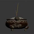 Traditional Incense Burner with Three Legs and Patterns for Daily Use Items