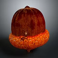 Detailed Acorn With Brown Top And Orange Textured Base On Dark Background