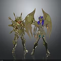 Two Golden Armored Characters With Winged Designs And Decorative Armor Displaying Heroic Poses