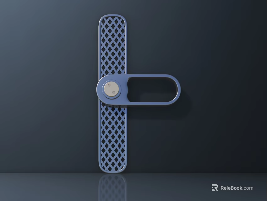 Modern Blue Grid Patterned Washbasin With Circular Knob And Horizontal Handle 3d model 