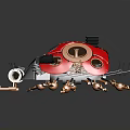 Mechanical Insectoid Robot With Red Body Copper Appendages And Black Components 3d model
