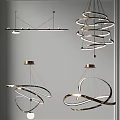 Modern Stylish Chandeliers With Spiral Circular Metallic Design For Interior Lighting