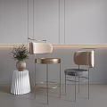 Modern Interior Featuring Elegant Bar Stools Gold Gray Metal Frame Upholstered Seats 3d model
