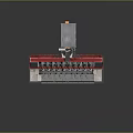 Industrial Multi Arm Manufacturing Machinery With Red White Frame And Automated Units