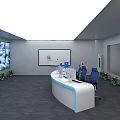 Console Office Table and Chair Combination Computer Workbench Luminous Console Command Technology Steel Middle Control Table Staff Table Station Conference Table Paperless Baking Paint Long Table Combination 3d model
