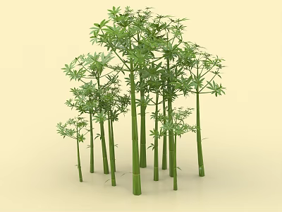 Beautiful Green Bamboo Plants With Tall Slender Stems And Lush Leaves 3d model