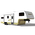 Campingaz White Travel Trailer Exterior With Yellow Accents And Black Windows