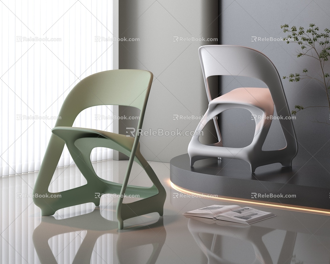 Simple Creative Backrest Chair 3d model