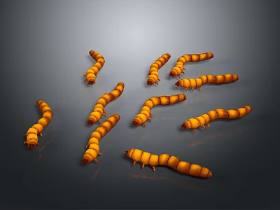 Orange Striped Caterpillar Shaped Silicone Household Cleaning Tools For Kitchen Gap Cleaning 3d model