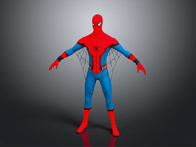 SpiderMan Game Movie Character In Red Blue Costume With Web Pattern And Standing Pose 3d model