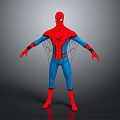 SpiderMan Game Movie Character In Red Blue Costume With Web Pattern And Standing Pose