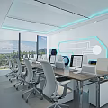 Pro Kids School With Modern Reception Desk And Friendly Robot In Tech Labs