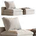 Light Gray Padded Sofa Stool With Comfortable Pillow And Soft Fabric 3d model
