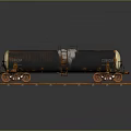 Rusty Tank Car With Metal Ladder And Platform On Railway Tracks
