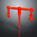 Orange Lifting Tool With Double Hooks Horizontal Bar And Vertical Stand Structure 3d model