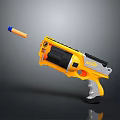 Yellow and Gray Plastic Toy Gun with Orange Dart for Kids Daily Play Activity