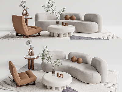 Modern sofa coffee table combination 3d model