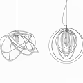 Modern Geometric Pendant Lights With Circular Metal Frames And Illuminated Central Globe Design