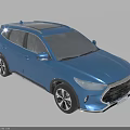 Blue SUV Car With Modern Front Grille And LED Headlights Design
