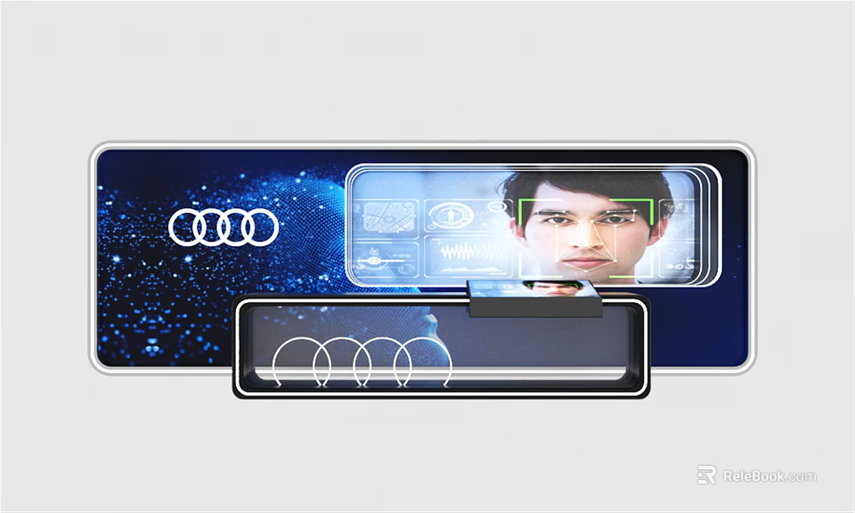 High Tech Audi Reception Desk With Digital Interface And Screen 3d model 