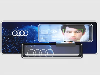 High Tech Audi Reception Desk With Digital Interface And Screen 3d model