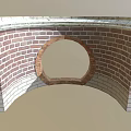 Architectural Red And White Brick Structure With Arched Design Circular Opening 3d model