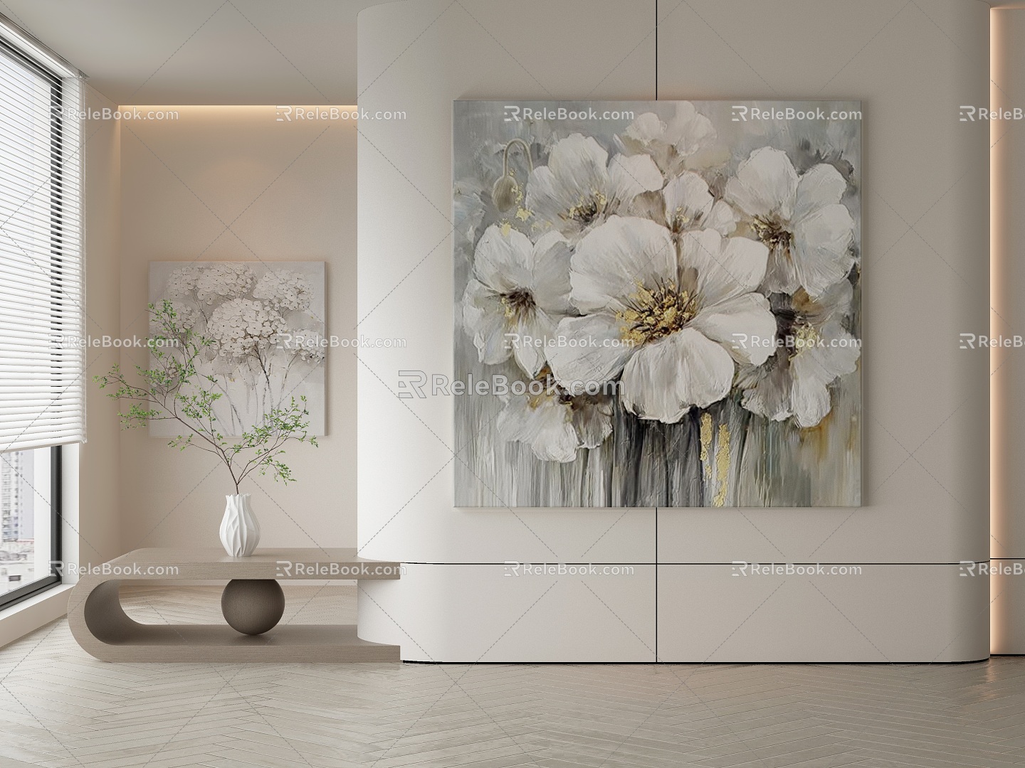 Modern plant painting decorative painting 3d model