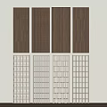 Various Room Divider Designs With Wooden And White Geometric Patterns 3d model